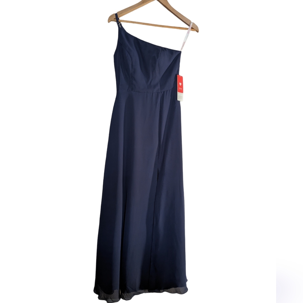 JJ's HOUSE A-line One Shoulder Chiffon Dress‎ Evening Gown Size 0 Blue